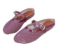 Women's Mesh Ballet Flats Slip On Flat Shoes Fishnet Ballet Shoes Casual Comfortable Ballerina Pumps Solid Colour Footwear Half Slippers with Padded Heel Collar for Indoor Outdoor Use