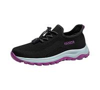 Womens Mesh Breathable Trainers - Light Weight Women Running Shoes Adjustable Laces Sneakers Non Slip Wide Fit Footwear Comfort Orthopedic Shoe Soft Sole Fitness Trainers Outdoor Sneakers Purple