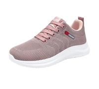 Womens Mesh Breathable Trainers - Women Lightweight Running Trainers Wide Fit Non-Slip Sneakers Solid Color Soft Sole Footwear Comfort Orthopedic Shoes Outdoor Wear-Resistant Sneakers Pink