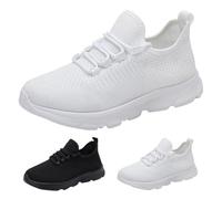 Womens Mesh Breathable Trainers - Womens Running Shoes Lightweight Soft Sole Sneakers Wide Fit Solid Color Footwear Non Slip Sports Shoes Comfort Orthopedic Trainers Barefoot Walking Sneakers White