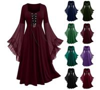 Women's Mesh Gothic Dress Black Victorian Dresses Long Sleeve Renaissance Costume High Waist Lace Up Bodycon Dress Halloween Long Dresses Long Sleeve Medieval Clothing Party Prom Gown