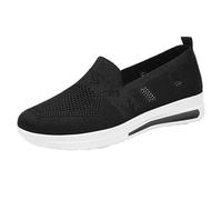 Womens Mesh Loafers Trainers Breathable Slip on Flat Walking Shoes Ladies Summer Ankle Arch Support Sneakers Women Lightweight No Lace Orthopedic Wedge Trainers (Black, 5.5)