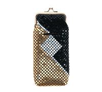 Women's Mesh Pattern Cigarette Case with Lighter Pocket & Kiss Lock Closure, Gold