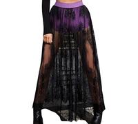 Women's Mesh Sheer Rave Galaxy Skirt 2 in 1 Tulle Flowy Beach Cover ups Maxi Skirt, Sexy 2 in 1 Sheer Mesh Shorts Purple