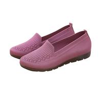 Womens Mesh Slip On Loafers Breathable Knit Walking Shoes Lightweight Comfort Flat Trainers Casual Working Shoes for Ladies Girls Purple 3.5