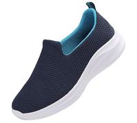 Women's Mesh Slip On Shoes,Ladies Breathable Mesh Walking Running Shoes,Memory Foam Sneakers Tennis,Provides Grip,Provides Foot Support,for Busy Mornings Or When Going Out Blue
