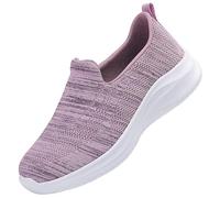 Women's Mesh Slip On Shoes,Ladies Breathable Mesh Walking Running Shoes,Memory Foam Sneakers Tennis,Provides Grip,Provides Foot Support,for Busy Mornings Or When Going Out Purple