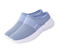 Womens Mesh Slip on Shoes Size 6 Orthopedic Breathable Non-Slip Shoe with Soft Soles Stylish Platform Arch Support Cushioning Mules Comfy Wide Fit Recovery Lazy Shoes for Outdoor Spring Summer Blue