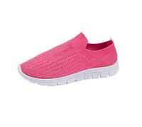 Womens Mesh Slip On Walking Shoes Breathable Knit Trainers Lightweight Comfort Loafers Casual Working Shoes for Ladies Girls Hot Pink 5.0