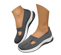 Womens Mesh Sneakers Lightweight Slip-On Knit Comfortable Walking Shoes Breathable Mesh Arch Support Non-Slip Sole Shoes Memory Foam Casual Sports Running Fitness Footwear Dark Gray