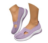 Womens Mesh Sneakers Lightweight Slip-On Knit Comfortable Walking Shoes Breathable Mesh Arch Support Non-Slip Sole Shoes Memory Foam Casual Sports Running Fitness Footwear