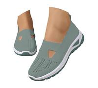 Womens Mesh Sneakers Lightweight Slip-On Knit Memory Foam Comfortable Walking Shoes Breathable Design Arch Support Non-Slip Sole Casual Sports Running Fitness Footwear