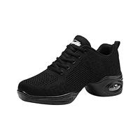 Womens Mesh Split-Sole Jazz Shoes Comfortable Dance Sneakers Lady High Arch Air Cushion Modern Dance Shoes Athletic Walking Sneakers Black 40