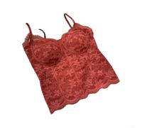 Women's Mesh Tank Top Built-In Bra Padded S-XL(Red S)