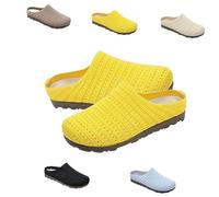Women's Mesh Textured Flat Sandals Indoor Home's One-Step Comfortable Non-Slip and Breathable Indoor/Outdoor Slip-On Slippers (Yellow, Adult, Women, 5.5, Numeric, UK Footwear Size System, Medium)