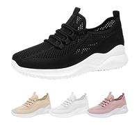 Womens Mesh Trainers, Womens Arch Support Trainers, Classic Comfortable Sneakers Versatile Breathable Sneakers Casual and Lace-Up Running Shoes Low-Top and Lightweight Shoes for Women White