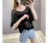 Women's Mesh Tunic for top, Solid Round Neck, Short Sleeve Women's | For Beach Holidays, Breathable & Light, Ideal for Women, Soft Polyester Mesh, One Size Fits 40-70kg
