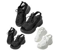 Womens Mesh Walking Sandals,Platform Sandals For Woman,Side Cut Out Open Toe,Breathable Sport Slides,Elastic Ankle Strap Sandal,Casual Comfortable Slides With Non Slip Sole For City Walk,Solid Colour