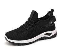 Womens Mesh Workout Shoes On Lightweight Comfortable Breathable Soft Bottom Memory Sneakers for Walking Running Tennis Gym Yoga (Black, 5.5)