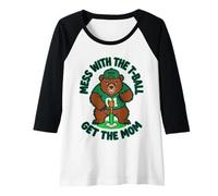 Womens Mess with The T-Ball Get Mom Bear Mascot Art Raglan Baseball Tee