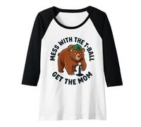 Womens Mess with The T-Ball Get Mom Bear Mascot Art Raglan Baseball Tee