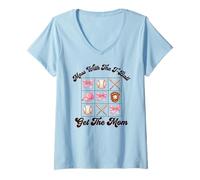 Women's Mess with The T-Ball Get The Mom Softball Funny V-Neck T-Shirt
