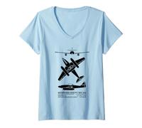 Womens Messerschmitt Me 262 WW2 Jet Plane Silhouettes V-Neck T-Shirt