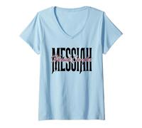 Women's Messiah Con-plex Parody Typography Minimalist V-Neck T-Shirt