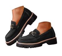 Women's Metal Buckle Suede Loafers Solid Color Platform Sole Non Slip Supportive Padded Soft Insole Vintage Daily Casual Shoes Office Work Daily Walk Vacation Picnic Outdoor Leisure Footwear