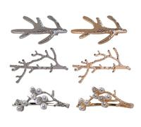 Women's Metal Hairpin Barrette Pin in Golden and Silver Tones with Antler & Fake Pearl Accents, 6PCS Fashion Hair Clip Set