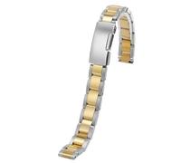 Women's Metal Watch Strap Durable Stainless Steel Folding Clasp 10mm 12mm 14mm 16mm Universal(Silver-Gold,12mm)