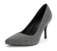 Women's Metallic Pumps Pointed Toe Stiletto Heel Elegant Glitter Party Heels Fashion Dress Shoes for Evening Party & Cocktail Event Microfiber Upper,Gray,5 UK