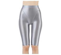 Women's Metallic Trousers Leggings Silver Sexy Oily Shiny Opaque Women's Liquid Stretch High Rise High Gloss Gaiters Tights Sports Leggings Fitness Silver Leggings Women's Shiny Leggings, silver, M