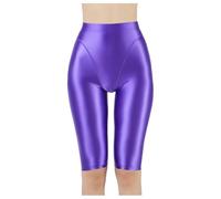 Women's Metallic Trousers Leggings Silver Sexy Oily Shiny Opaque Women's Liquid Stretch High Rise High Gloss Gaiters Tights Sports Leggings Fitness Silver Leggings Women's Shiny Leggings, purple, L