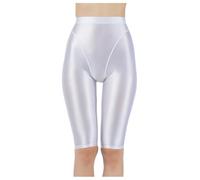 Women's Metallic Trousers Leggings Silver Sexy Oily Shiny Opaque Women's Liquid Stretch High Rise High Gloss Gaiters Tights Sports Leggings Fitness Silver Leggings Women's Shiny Leggings, White, M
