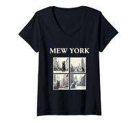 Women's Mew York City Black Funny Cat Lover Internet Meme Graphic V-Neck T-Shirt