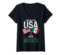 Womens Mexican American My History Began In Mexico Pride Vintage V-Neck T-Shirt