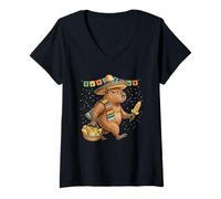 Women's Mexican Capybara Poncho Cinco De Mayo Fiesta Sombrero Meme V-Neck T-Shirt