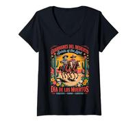 Womens Mexican Cowboy Día de Los Muertos - El Jefe Spirit V-Neck T-Shirt