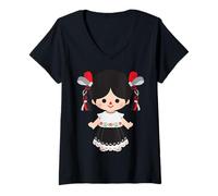Womens Mexican Doll, María, Mazahua, Lele -Maria - Mexico Tenangos V-Neck T-Shirt