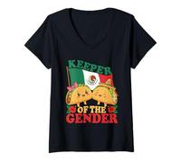 Womens Mexican Gender Reveal - Keeper of The Gender Taco Lover V-Neck T-Shirt