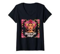 Women's Mexican Girl Magic Latina Pride Energy V-Neck T-Shirt