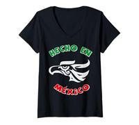 Women's Mexican Hispanic Siesta Pride México Eagle Emblem Patriotic V-Neck T-Shirt