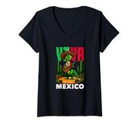 Women's Mexican Pride Flag Mexico Roots Heritage V-Neck T-Shirt