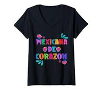 Women's Mexicana de corazón! Hispanic Heritage Month V-Neck T-Shirt