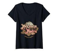 Womens Mexicana Hasta La Madre Badass Mexican Girl Latina Patriotic V-Neck T-Shirt