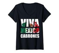 Women's Mexico Flag Mexican Roots Hispanic Siesta Pride Viva Mexico V-Neck T-Shirt