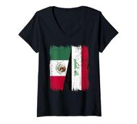 Womens Mexico Iraq Half Flag Mexican Iraqi Jersey V-Neck T-Shirt