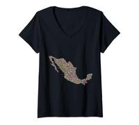 Womens Mexico Map Mexican Proud V-Neck T-Shirt