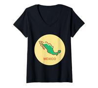 Womens Mexico Map Mexican Proud V-Neck T-Shirt